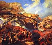 Grigory Gagarin Battle of Akhatle between Russians and Circassians on May oil on canvas